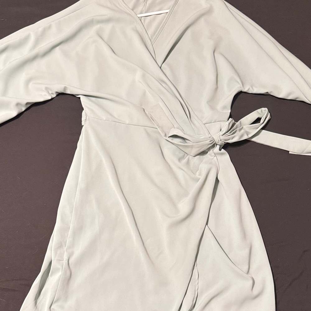 SHEIN Mint Green  Long Sleeve Dress Wrap Dresses